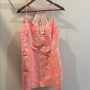 J.Crew Coral and Cream Patterned Dress